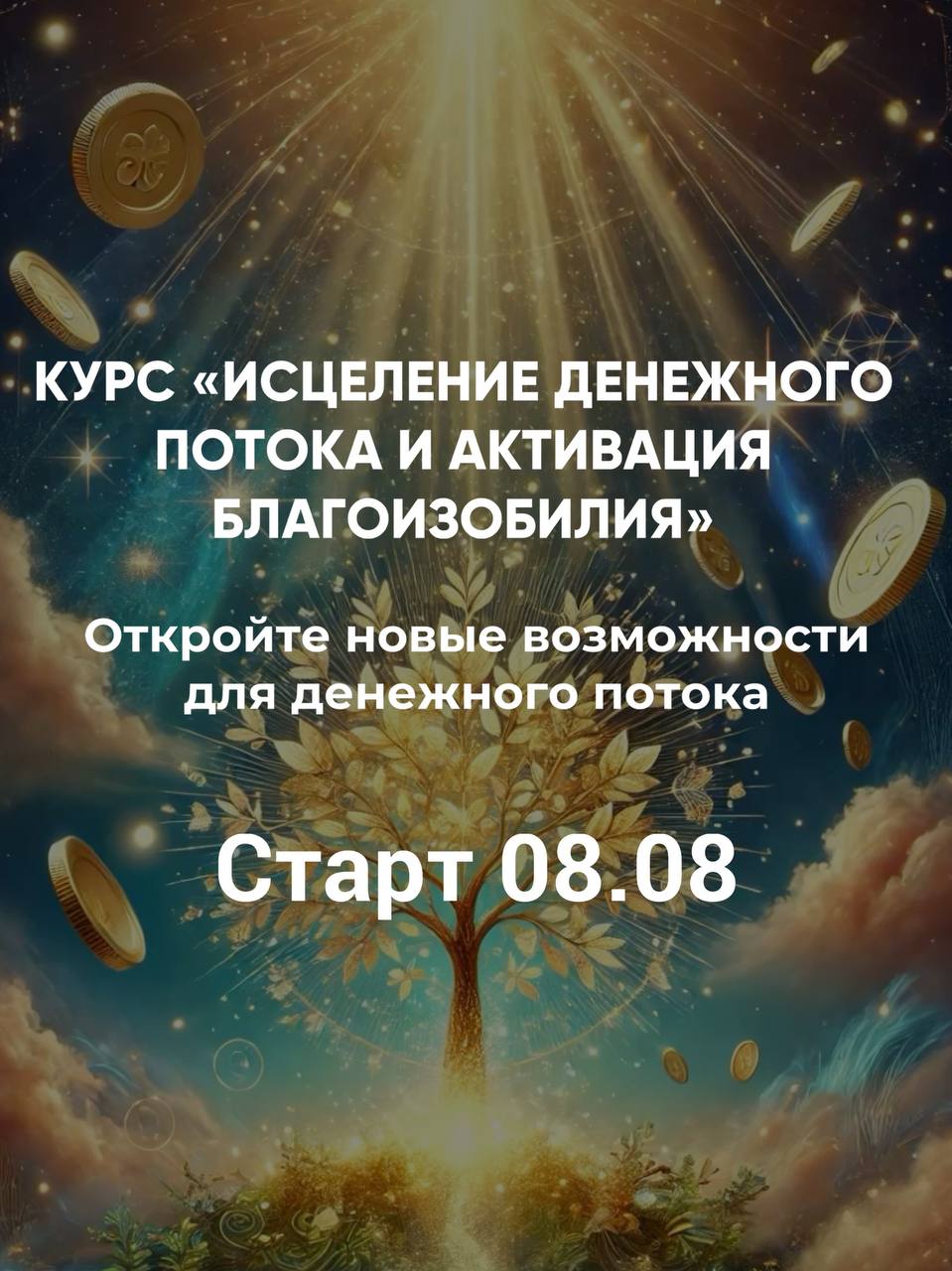 Читать далее о этой статье Новый курс «ИСЦЕЛЕНИЕ ДЕНЕЖНОГО ПОТОКА И АКТИВАЦИЯ БЛАГОИЗОБИЛИЯ»